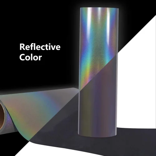 HEAT TRANSFER VINYL Rainbow Reflective Black