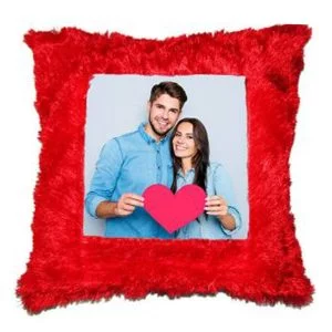 VSL 01 RED Fur Cushion Square